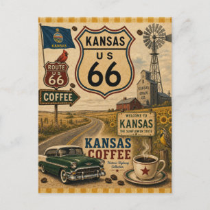 Zonnebloem Staat Route 66 Groeten Briefkaart