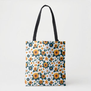 Zonnebloem Stampede: Natuur Groovy Disco Tote Bag