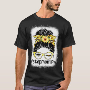 Zonnebloem Stap Moeder Messy Bun Bleaches Moederda T-shirt