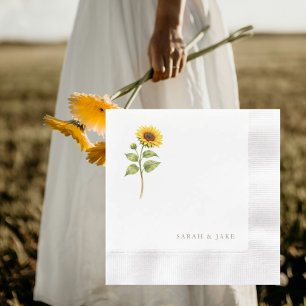 Zonnebloem Steel Koppelnamen Gepersonaliseerd Gesl Servet