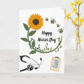 Zonnebloem Stethoscoop Happy Nurses Day Kaart (Gele Bloem)