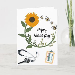 Zonnebloem Stethoscoop Happy Nurses Day Kaart