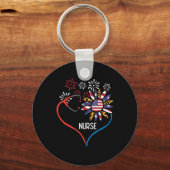 Zonnebloem Stethoscoop Verpleegkundige Vierde 4 ju Sleutelhanger (Voorkant)