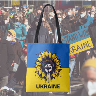 Zonnebloem Steun Oekraïne Vlag Over Print Tote Bag
