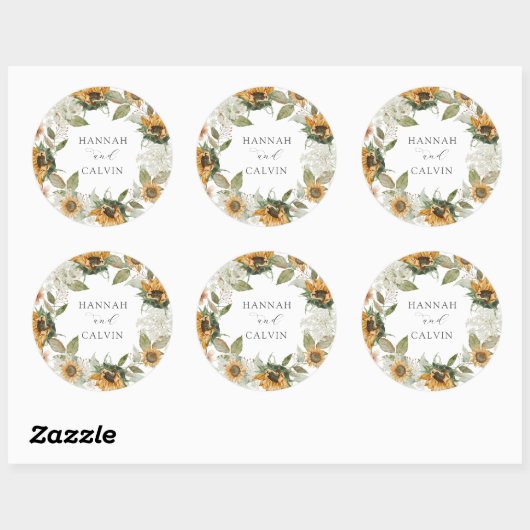 Zonnebloem Sticker Klassieke ronde (Vel)