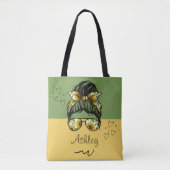Zonnebloem Stijl Gepersonaliseerde naam Tote Bag (Voorkant)