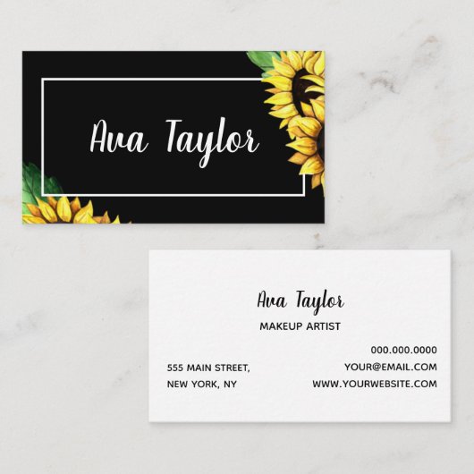 Zonnebloem Stijlvol Modern Girly Visitekaartje (Voorkant / Achterkant)