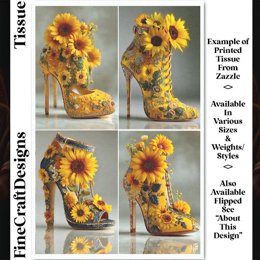 Zonnebloem Stiletto Heel Art DT3R Decoupage Tissuepapier