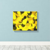 Zonnebloem Stip abstracte kunst Geel Bruin Zwart Canvas Afdruk (Insitu (Houten vloer))
