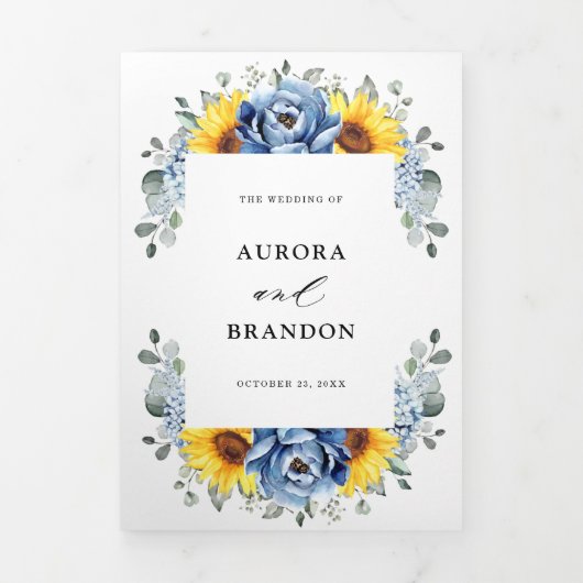 Zonnebloem Stof Blauw Leisteen Pioen Bloemige Trou Drieluik Aankondiging (Cover)