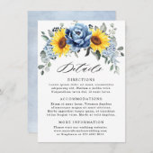 Zonnebloem Stofblauw Leisteen Pioen Huwelijksdetai Informatiekaartje (Voorkant / Achterkant)