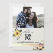 Zonnebloem Stofblauwe Trouw QR-code Kaart (Achterkant)