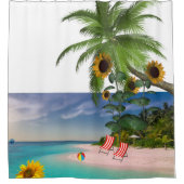 Zonnebloem strand douchegordijn (Voorkant)