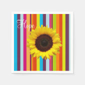 Zonnebloem streep papier servetten (Voorkant)