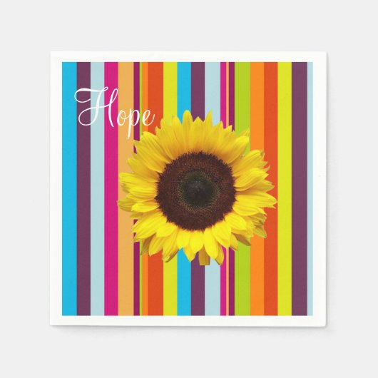 Zonnebloem streep papier servetten (Voorkant)