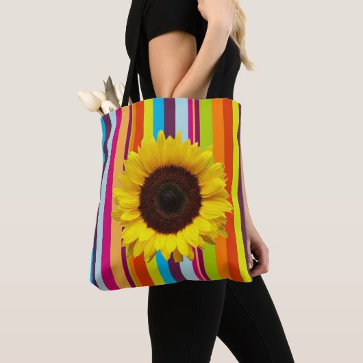 Zonnebloem Streep Tote Bag (Dichtbij)