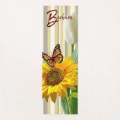 Zonnebloem streep vlinder witte tulp yoga mat (Voorkant)