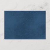 Zonnebloem strepen receptie, rustiek marineblauw informatiekaartje (Achterkant)