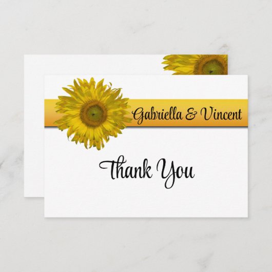 Zonnebloem Strijpe bruiloft Hartelijk dank Bedankkaart (Voorkant / Achterkant)