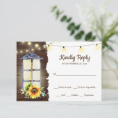 Zonnebloem String Lichte Lantaarn Rustiek Hout Bru RSVP Kaartje (Staand voorkant)
