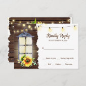 Zonnebloem String Lichte Lantaarn Rustiek Hout Bru RSVP Kaartje (Voorkant / Achterkant)