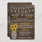 Zonnebloem String Lights Bruiloft uitnodiging (Voorkant / Achterkant)