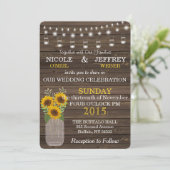 Zonnebloem String Lights Bruiloft uitnodiging (Staand voorkant)