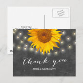 Zonnebloem & String Lights Krijtbord Dank u Briefkaart (Voorkant / Achterkant)