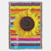 Zonnebloem Stripe Throw Blanket Deken (Voorkant Verticaal)
