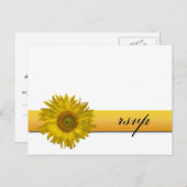 Zonnebloem Stripe Weddenschap RSVP-respons Uitnodiging Briefkaart (Voorkant / Achterkant)