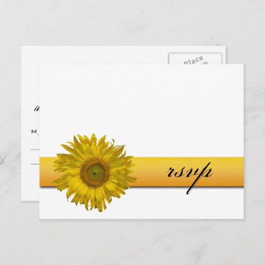 Zonnebloem Stripe Weddenschap RSVP-respons Uitnodiging Briefkaart (Voorkant / Achterkant)