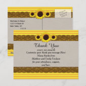 Zonnebloem, Stripes en bruine kant Briefkaart (Voorkant / Achterkant)