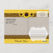 Zonnebloem, Stripes en bruine kant Briefkaart (Achterkant)