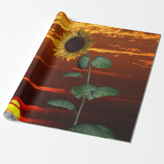 Zonnebloem Sunset Matte Wrapping Papier (Uitgerold)