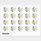 Zonnebloem Swirl Floral Lijst Blue Butterfly Invit Ronde Sticker (Vel)