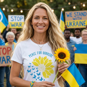 Zonnebloem symbool van Vrede. Vrede voor Oekraïne. T-shirt