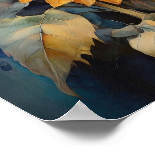 Zonnebloem Symfonie - Waterverf Bloemen - Bloemen Poster (Hoek)