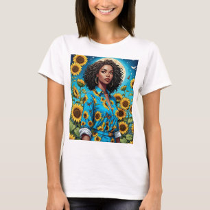 Zonnebloem T Shirt Moonlit Beauty Retro Esthetisch