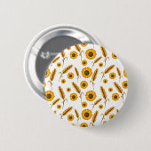 Zonnebloem Tarwe Knop Ronde Button 5,7 Cm (Voorkant /achterkant)