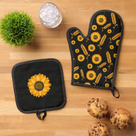 Zonnebloem Tarwe Ovenwant & Pannenlap Set