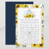 Zonnebloem Tea Party Bridal vindt de gastbingo (Voorkant / Achterkant)