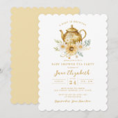 Zonnebloem Tea Party Een Baby is het brouwen van B Kaart (Voorkant / Achterkant)