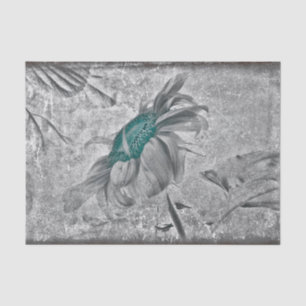 Zonnebloem Teal Grijs Vintage Antieke Textuur Tissuepapier