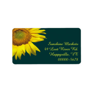 Zonnebloem Teal Retouradreslabels Middelgrote Maat Etiket