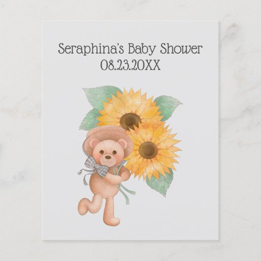 Zonnebloem Teddy Baby shower Predictions and Advic (Achterkant)
