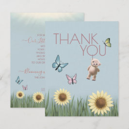Zonnebloem Teddy Baby Shower Roze Thema Dankbaarhe Bedankkaart