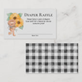 Zonnebloem Teddy Bear Baby shower Diaper Raffle Informatiekaartje (Voorkant / Achterkant)