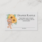 Zonnebloem Teddy Bear Baby shower Diaper Raffle Informatiekaartje (Voorkant)