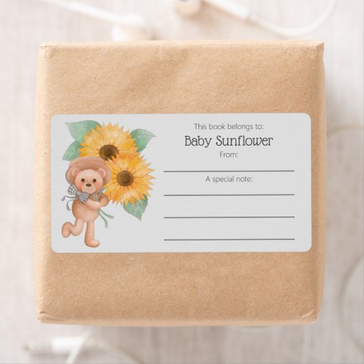 Zonnebloem Teddy Bear Book behoort tot boekplaat Etiket (Insitu)