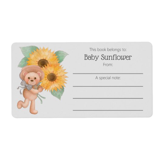 Zonnebloem Teddy Bear Book behoort tot boekplaat Etiket (Voorkant)